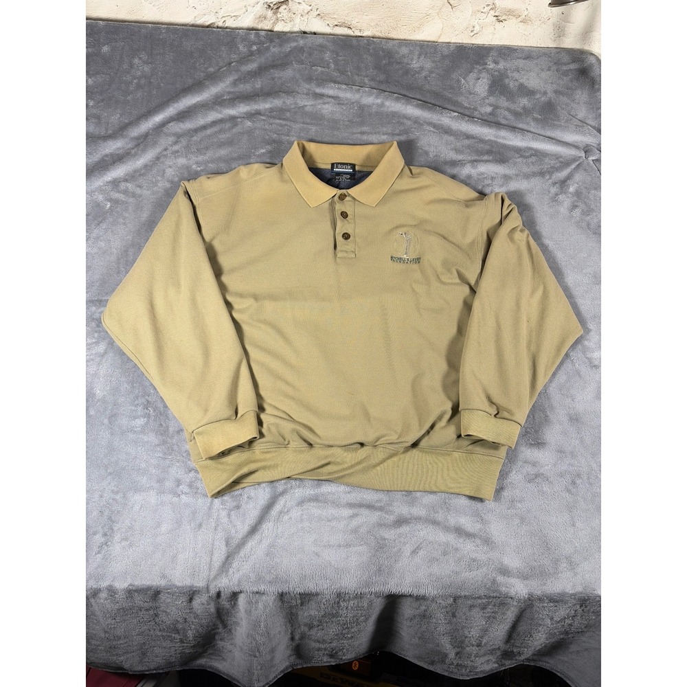 Etonic Vint Golfwear Mens XL Tan Gore Windstopper Polo Sweatshirt Pullover Khaki